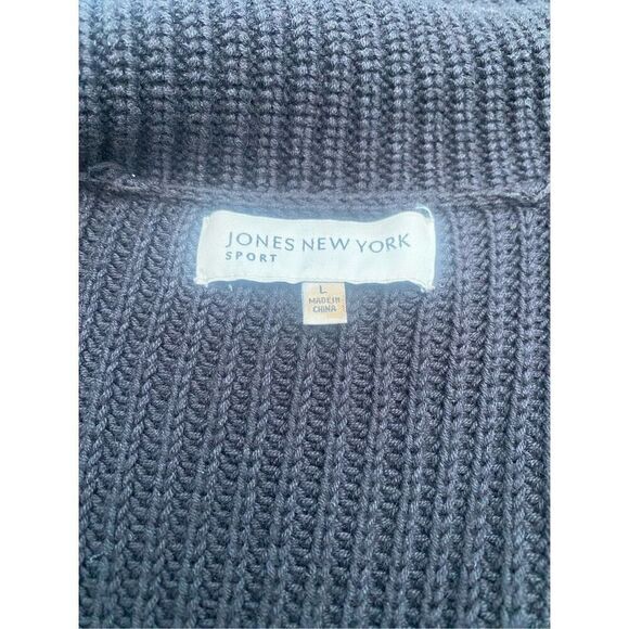 Jones New York Sport Cardigan Black Snap Front Zip Pockets Sz. L - Picture 8 of 10